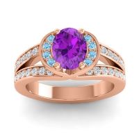 Halo Oval Pave Kaza Ring, 8x6mm
