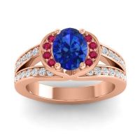 Halo Oval Pave Kaza Ring, 8x6mm