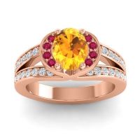 Halo Oval Pave Kaza Ring, 8x6mm
