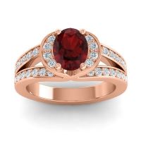 Halo Oval Pave Kaza Ring, 8x6mm