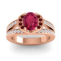 Halo Oval Pave Kaza Ring, 8x6mm