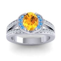 Halo Oval Pave Kaza Ring, 8x6mm