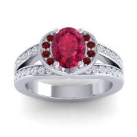 Halo Oval Pave Kaza Ring, 8x6mm