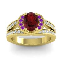 Halo Oval Pave Kaza Ring, 8x6mm