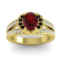 Halo Oval Pave Kaza Ring, 8x6mm