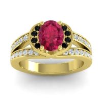 Halo Oval Pave Kaza Ring, 8x6mm