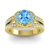 Halo Oval Pave Kaza Ring, 8x6mm