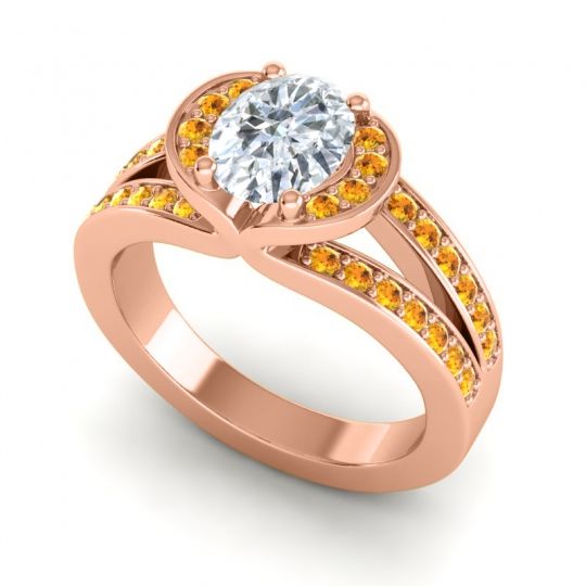 Halo Oval Pave Kaza Ring, 8x6mm