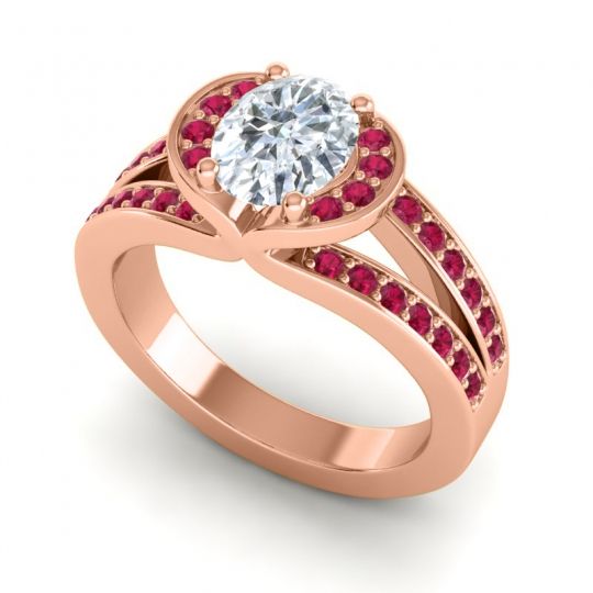 Halo Oval Pave Kaza Ring, 8x6mm