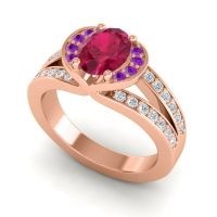 Halo Oval Pave Kaza Ring, 8x6mm