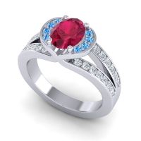 Halo Oval Pave Kaza Ring, 8x6mm