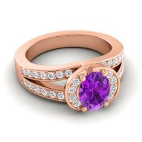 Halo Oval Pave Kaza Ring, 8x6mm