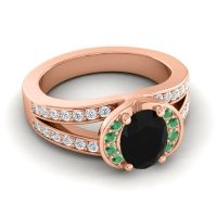 Halo Oval Pave Kaza Ring, 8x6mm