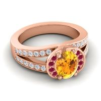 Halo Oval Pave Kaza Ring, 8x6mm