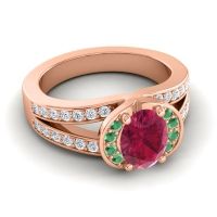 Halo Oval Pave Kaza Ring, 8x6mm