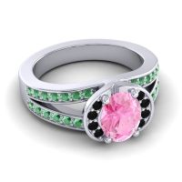 Halo Oval Pave Kaza Ring, 8x6mm