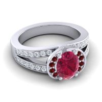 Halo Oval Pave Kaza Ring, 8x6mm