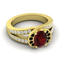 Halo Oval Pave Kaza Ring, 8x6mm