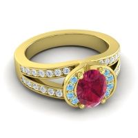 Halo Oval Pave Kaza Ring, 8x6mm