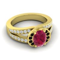 Halo Oval Pave Kaza Ring, 8x6mm