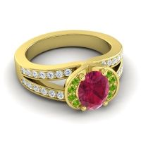 Halo Oval Pave Kaza Ring, 8x6mm