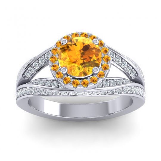 Ornate Halo Pave Pratima Ring