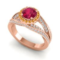 Ornate Halo Pave Pratima Ring