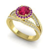 Ornate Halo Pave Pratima Ring