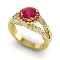 Ornate Halo Pave Pratima Ring