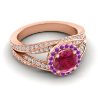 Ornate Halo Pave Pratima Ring