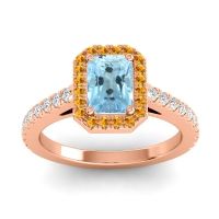 Halo Emerald Cut Shakti Ring, 7x5mm