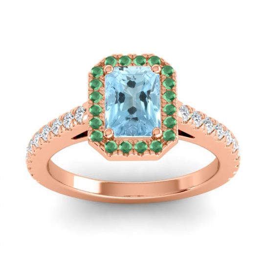 Halo Emerald Cut Shakti Ring, 7x5mm