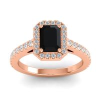 Halo Emerald Cut Shakti Ring, 7x5mm