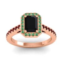 Halo Emerald Cut Shakti Ring, 7x5mm