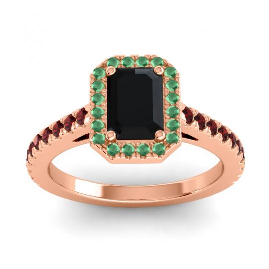 Halo Emerald Cut Shakti Ring, 7x5mm