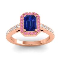 Halo Emerald Cut Shakti Ring, 7x5mm