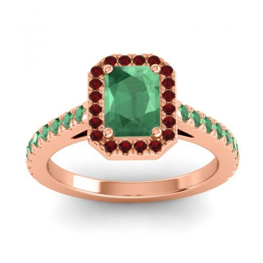 Halo Emerald Cut Shakti Ring, 7x5mm
