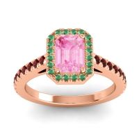 Halo Emerald Cut Shakti Ring, 7x5mm