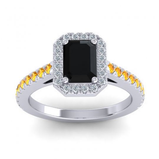 Halo Emerald Cut Shakti Ring, 7x5mm