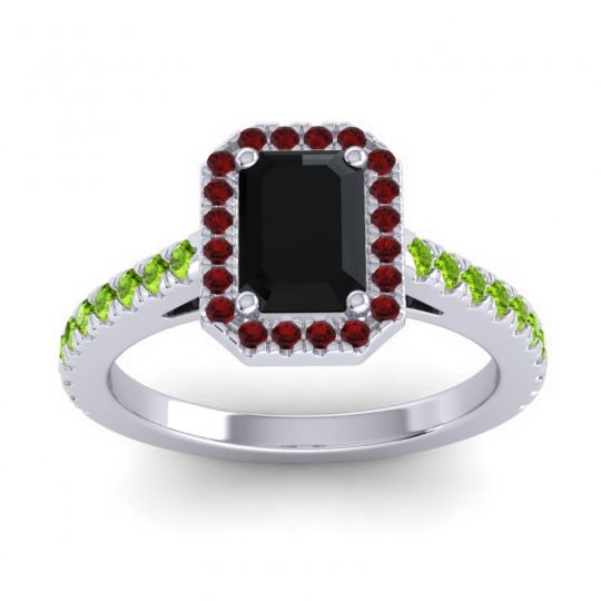 Halo Emerald Cut Shakti Ring, 7x5mm