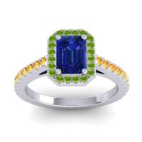 Halo Emerald Cut Shakti Ring, 7x5mm