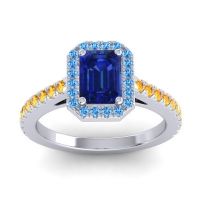 Halo Emerald Cut Shakti Ring, 7x5mm