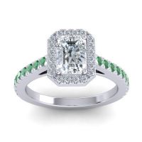 Diamond Ring In Palladium With Emerald Shakti Emerald Halo Ring