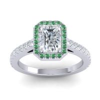 Diamond Engagement Ring In Palladium With Emerald - Shakti Emerald Halo Ring