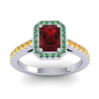Halo Emerald Cut Shakti Ring, 7x5mm