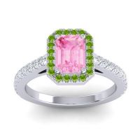 Halo Emerald Cut Shakti Ring, 7x5mm