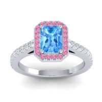 Halo Emerald Cut Shakti Ring, 7x5mm