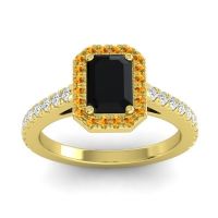 Halo Emerald Cut Shakti Ring, 7x5mm