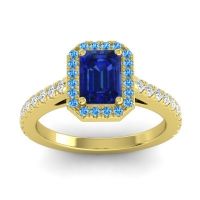 Halo Emerald Cut Shakti Ring, 7x5mm