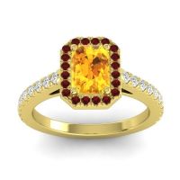 Halo Emerald Cut Shakti Ring, 7x5mm